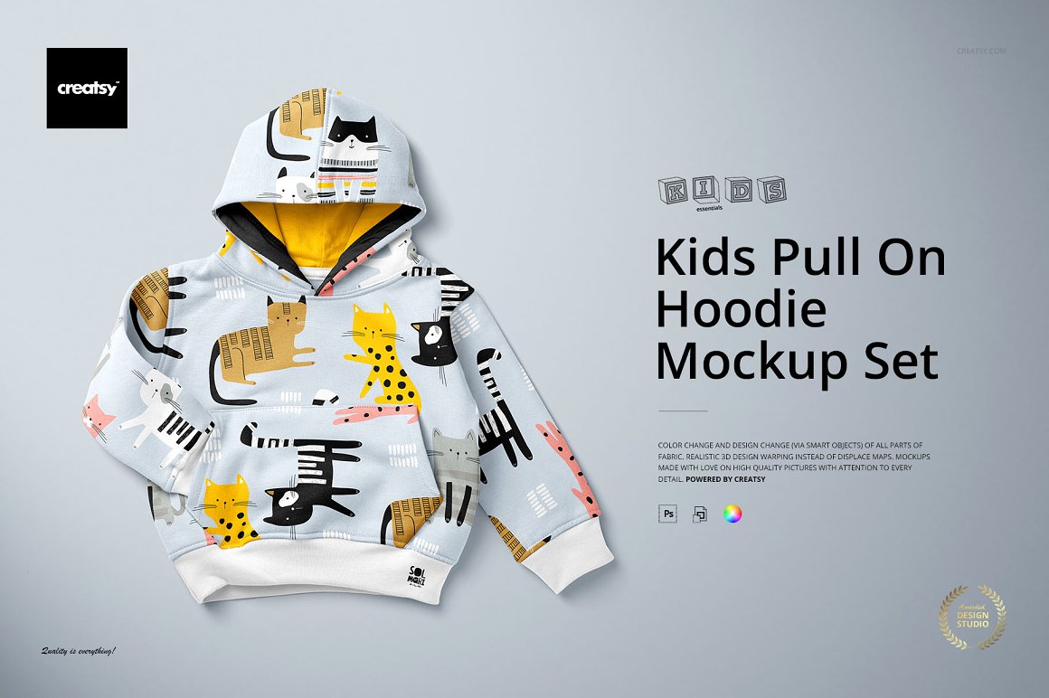 儿童连帽衫卫衣母婴品牌设计提案样机模板 Kids Pull