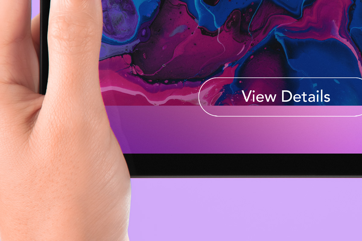 手持平板电脑网页UI设计界面贴图样机模板 Hand Hold