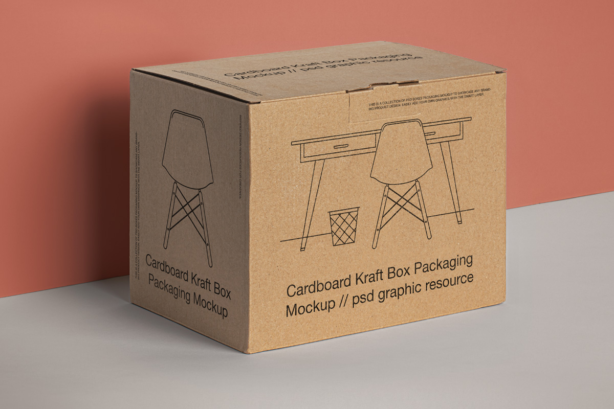 牛皮瓦楞纸箱包装盒设计展示样机模板 Psd Packagin
