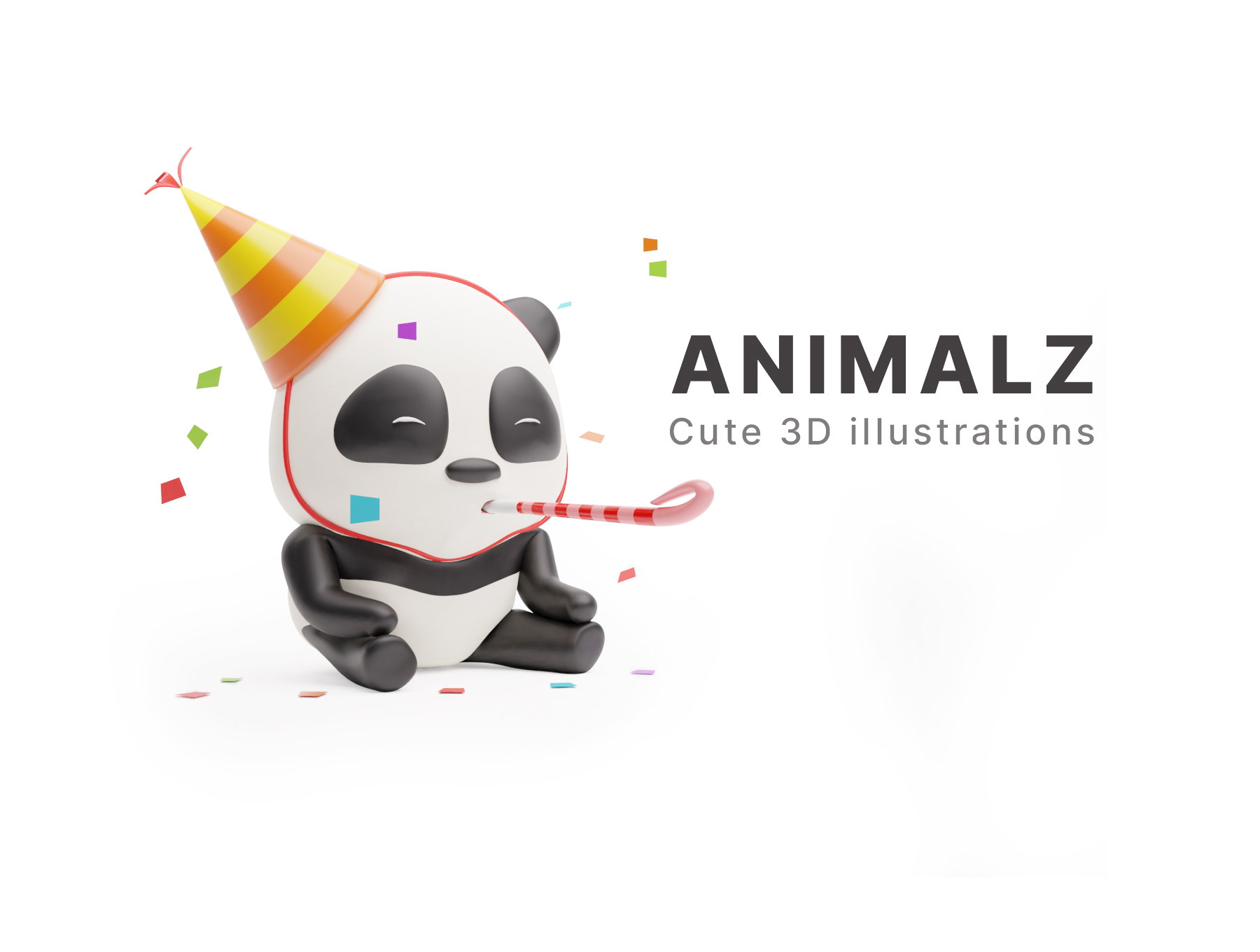 三维渲染5种3D卡通呆萌动物原型插画 ANIMALZ - c