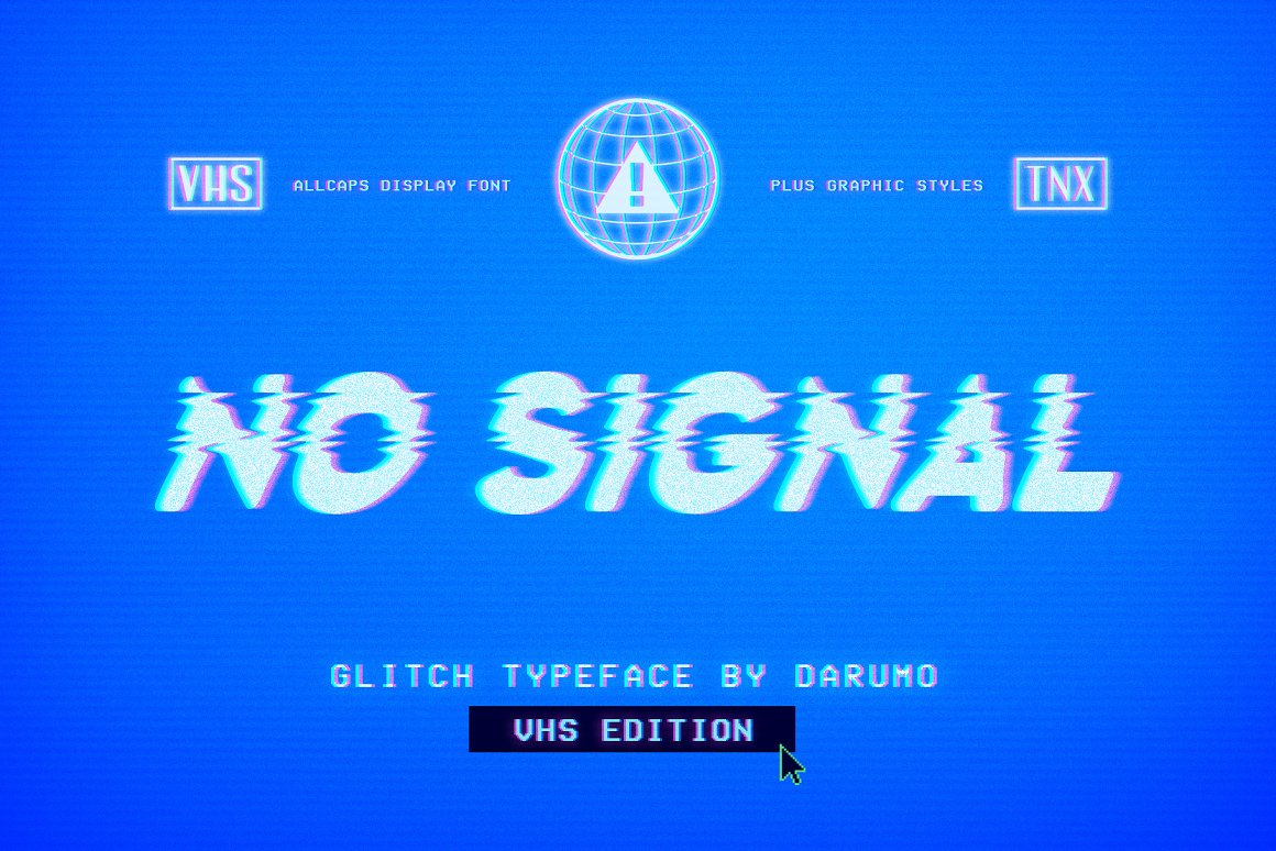 80年代蒸汽波电视信号故障艺术英文装饰字体 No Signa