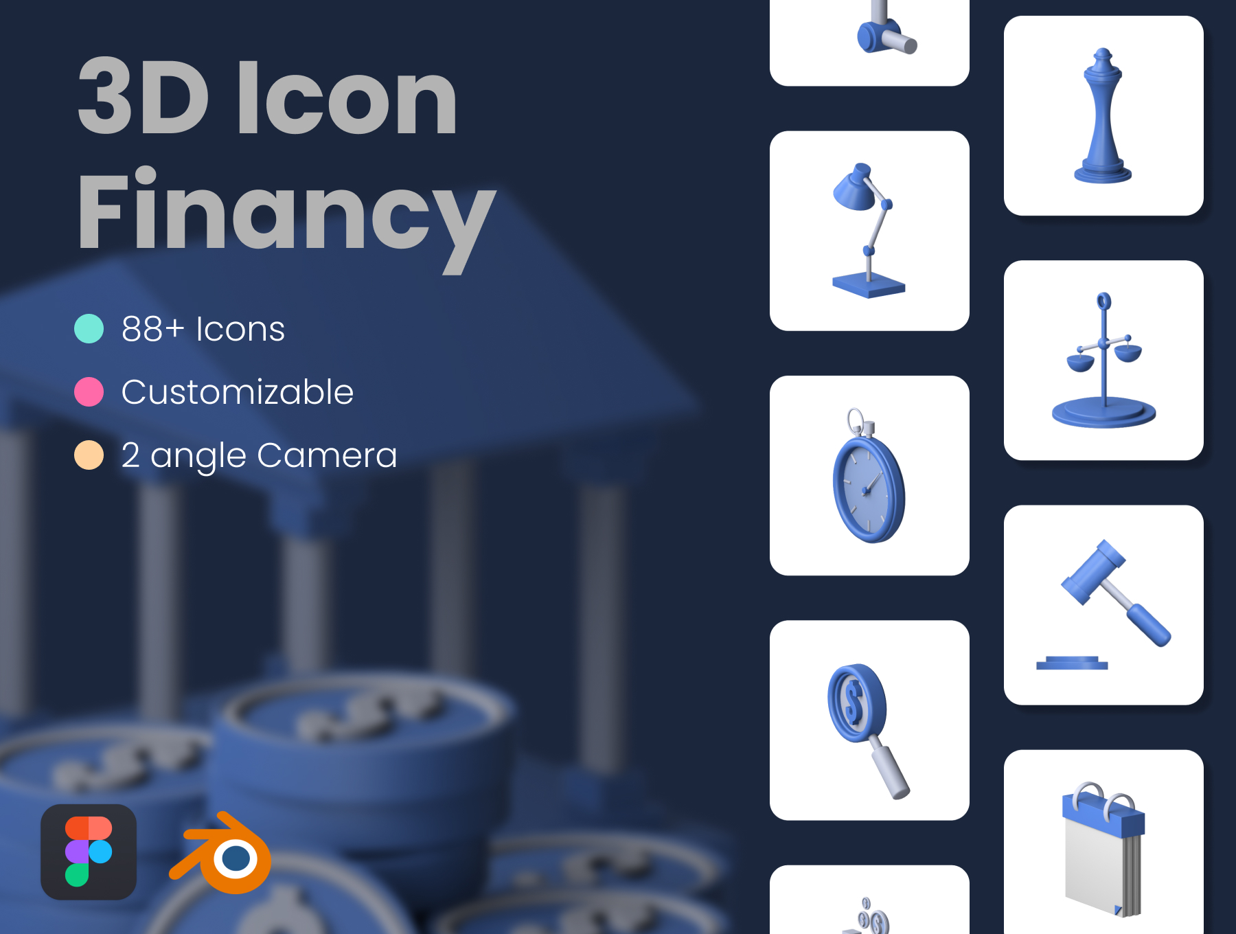 三维渲染金融图标3D插画集 3D Financy Icon
