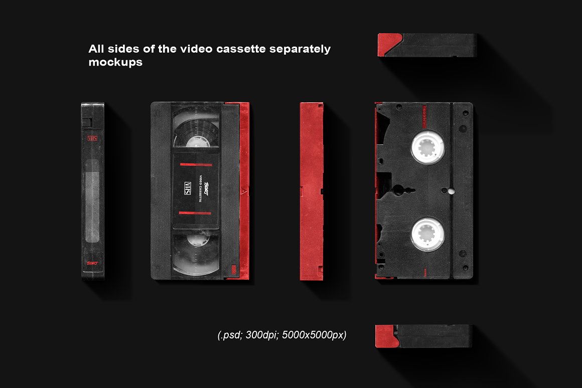 复古老物件磨损VHS录像带磁带盒包装设计展示样机模板 OLD