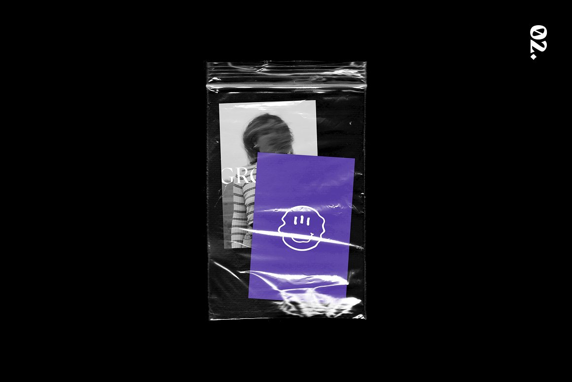 潮流透明自封袋塑料袋卡片贴纸设计展示样机模板 Ziplock