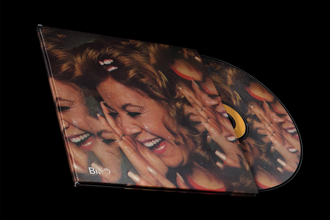 潮流塑封包装CD音乐封面设计展示样机模板 Angled CD