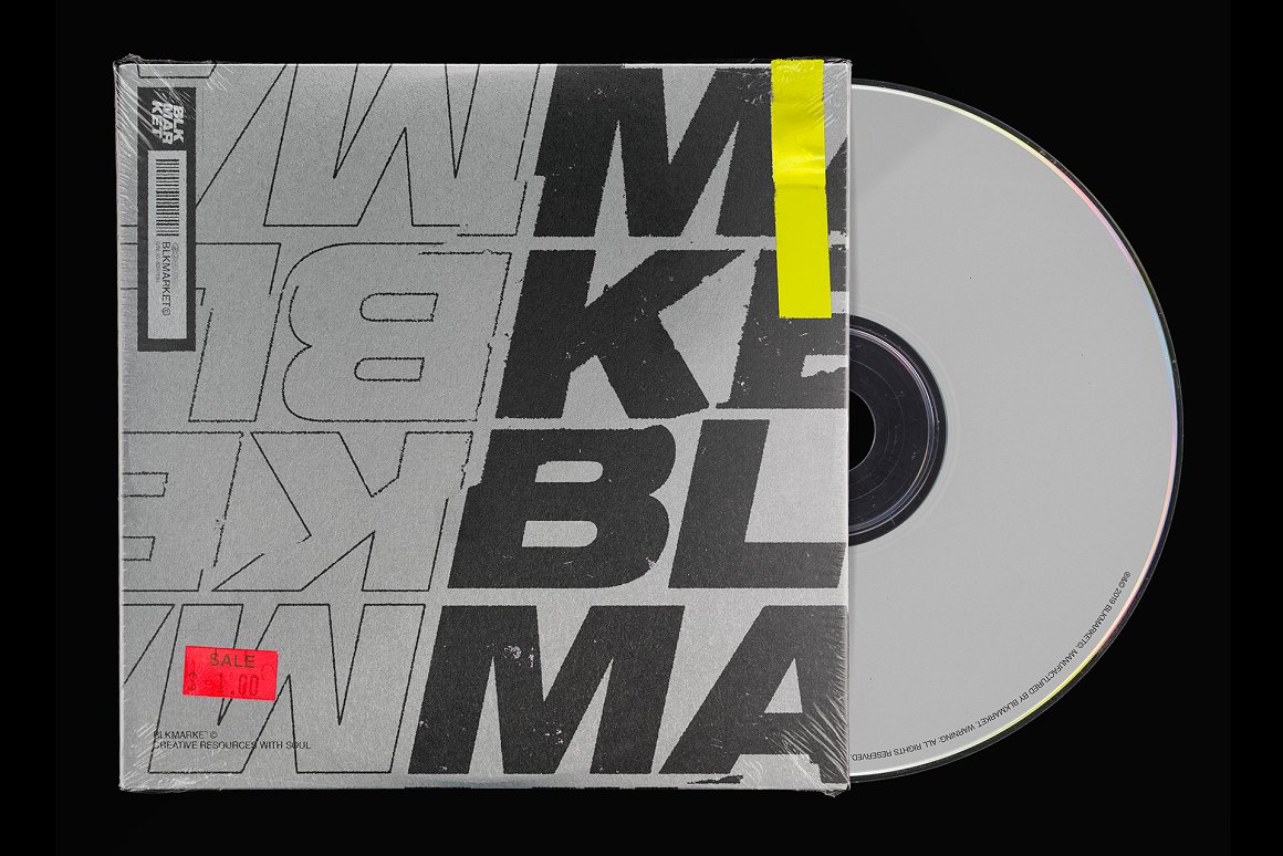 潮流CD音乐封面设计提案样机模板 BLKMARKET - C