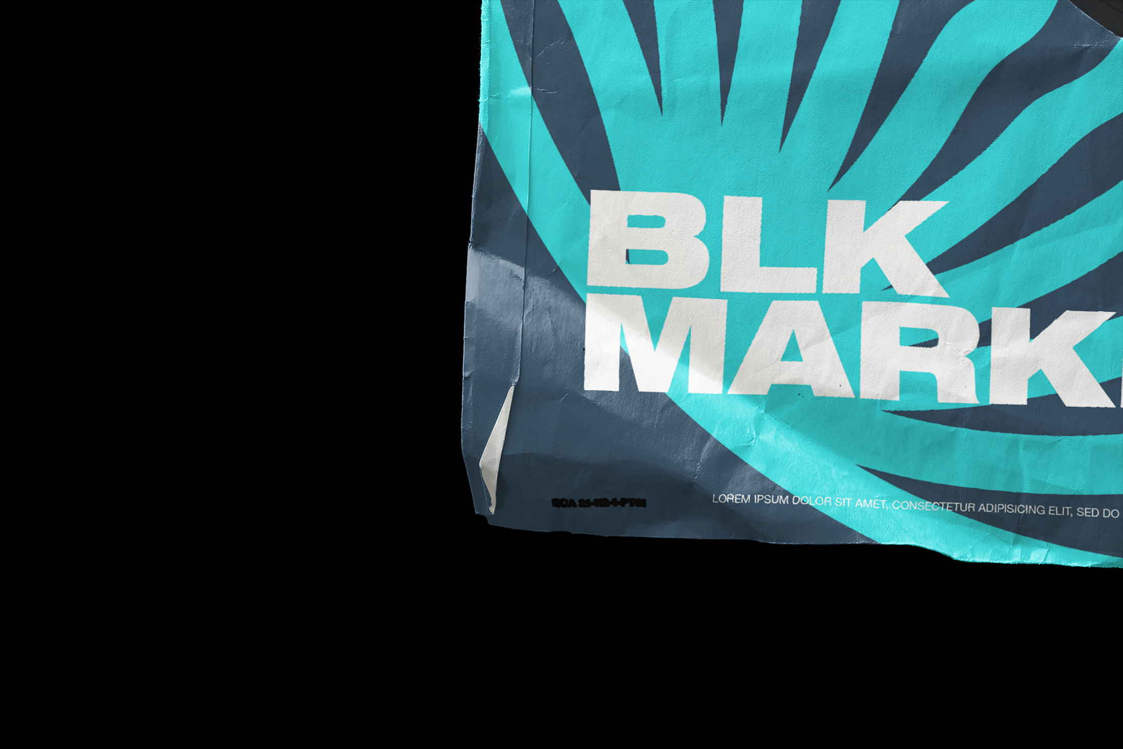 复古撕裂的黑胶唱片纸袋包装封面设计提案样机模板 Blkmar