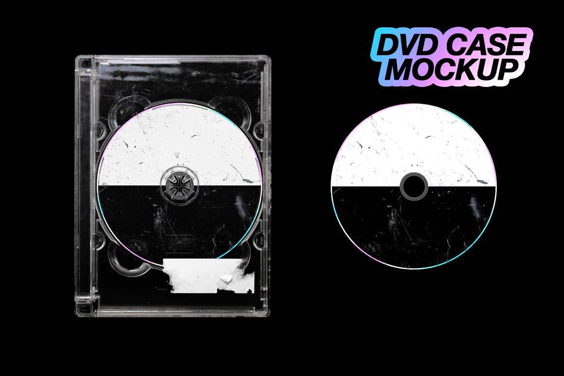 潮流仿旧做旧艺术DVD光碟光盘盒电影音乐封面设计样机模板 D