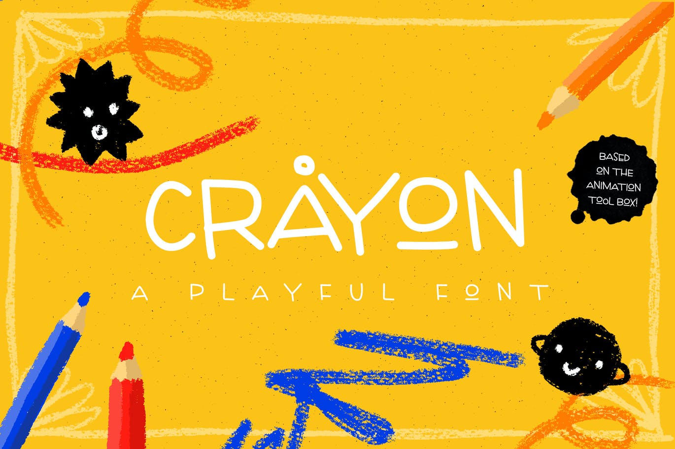 俏皮可爱的儿童主题设计英文字体 Crayon - playf