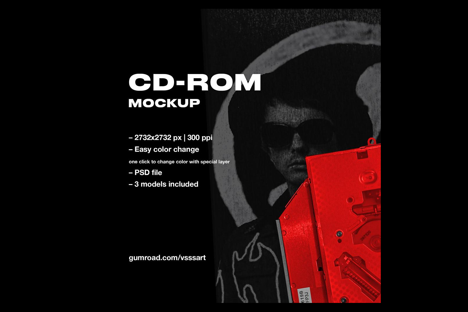 复古老物件潮流音乐电影CD金属光盘盒封面设计样机PSD模板