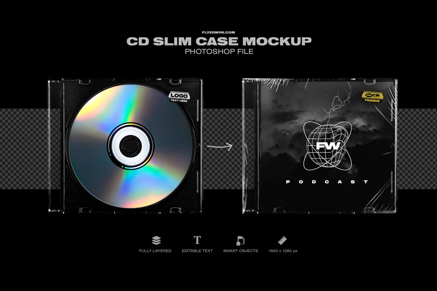 潮流潮牌音乐光碟包装盒设计样机模板免费下载 CD SLIM