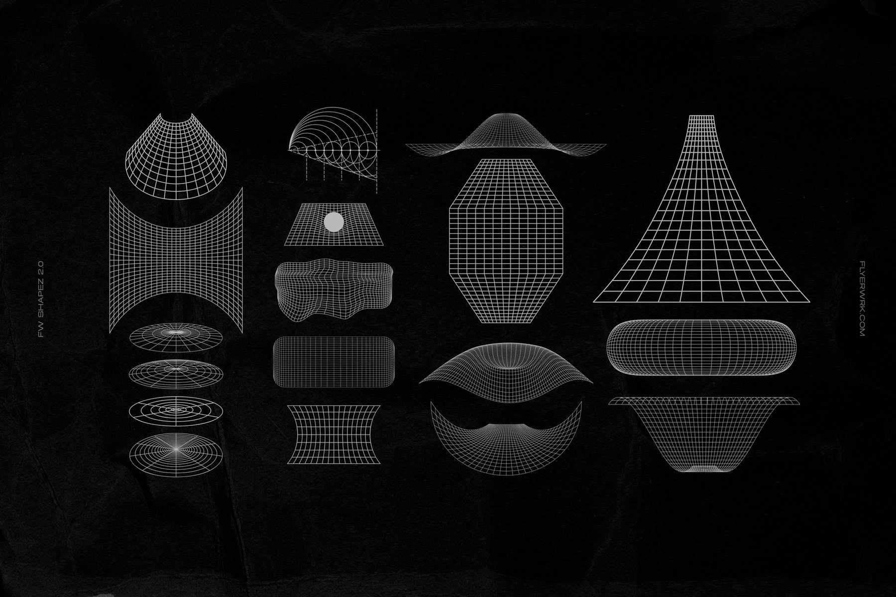 新复古未来派超现实主义科技抽象扭曲几何图形素材 Shapez
