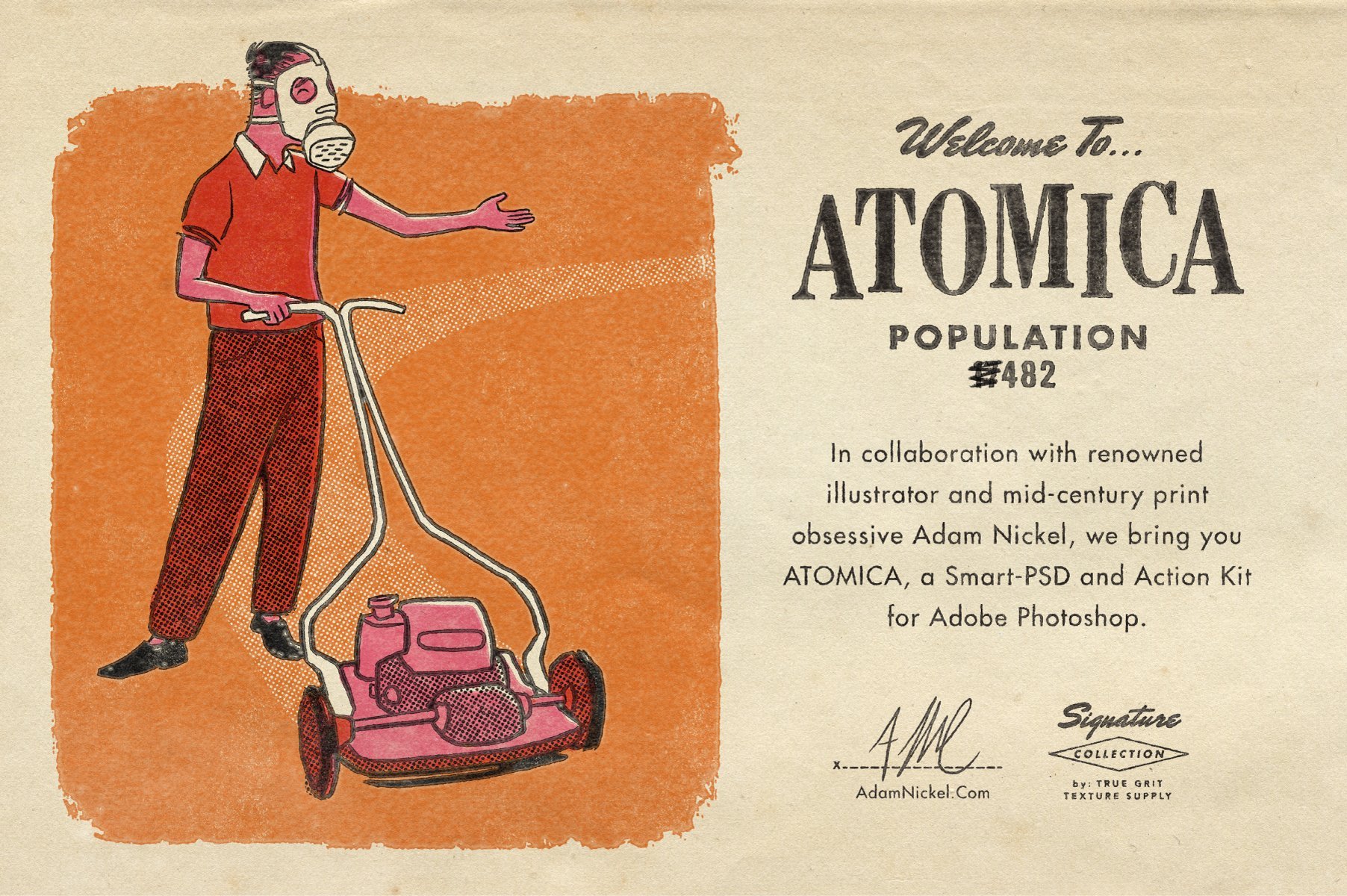 复古漫画做旧艺术中世纪磨损油墨印刷效果PS动作 Atomic