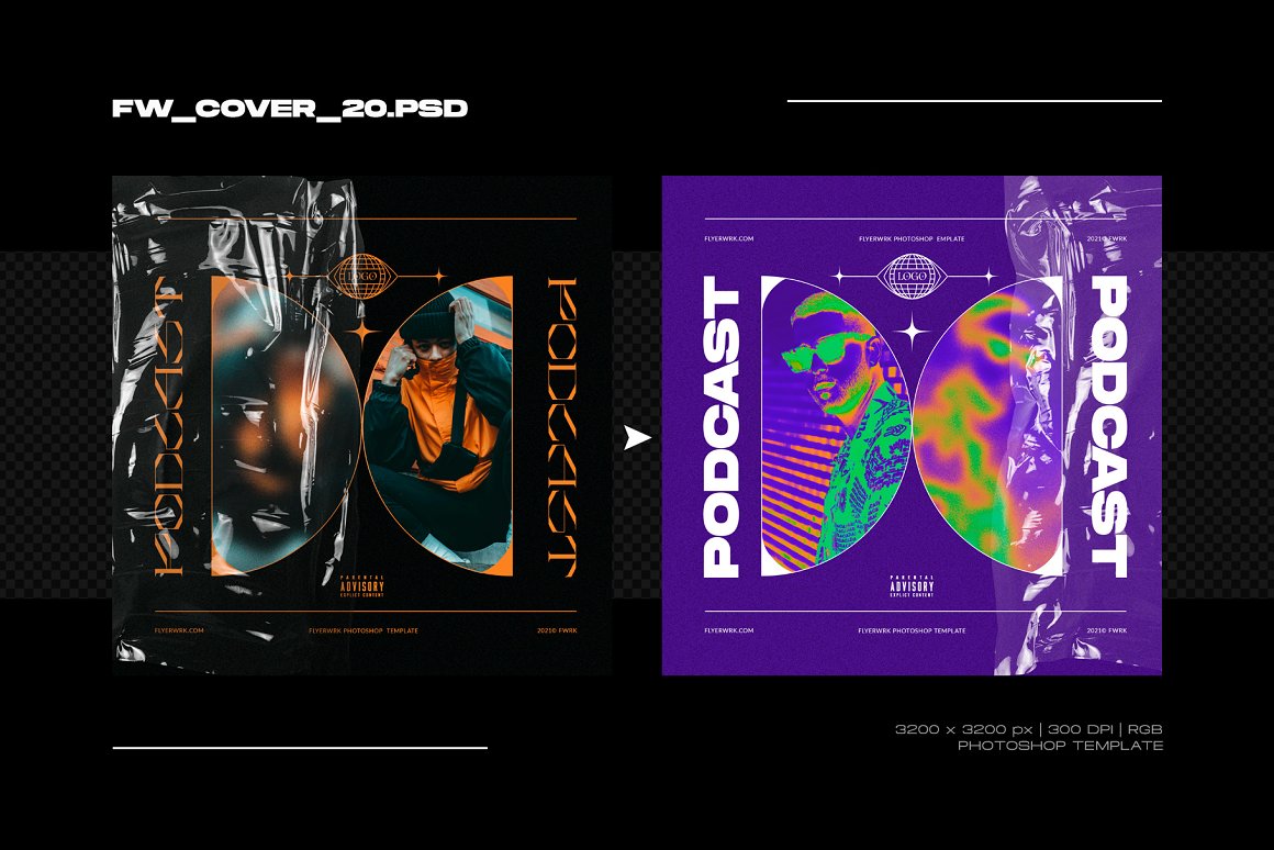 潮流酸性艺术设计排版手法音乐宣传光碟CD封面设计模板 Cov