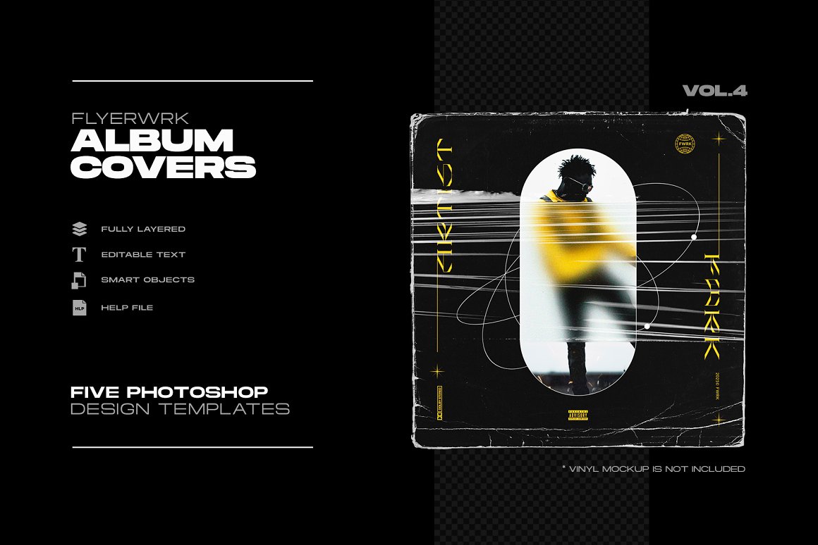潮流酸性艺术设计排版手法音乐宣传光碟CD封面设计模板 Cov