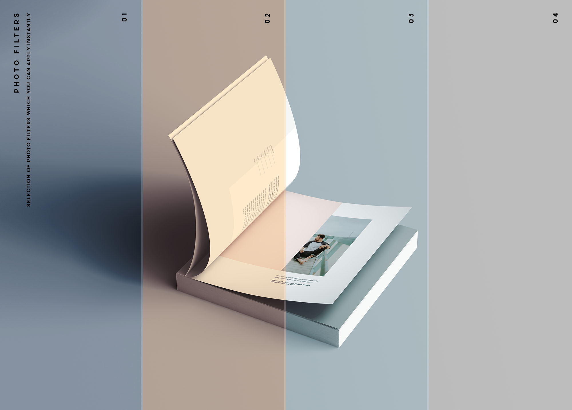 高质量方形平装书籍封面封底内页设计贴图展示样机 Square