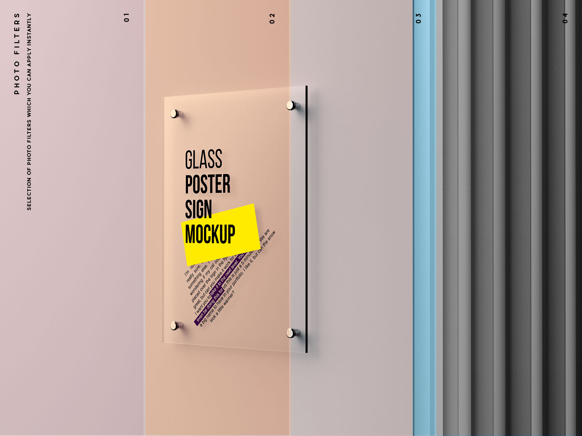 7款高质量透明玻璃亚克力海报招牌贴图展示样机模板 Glass