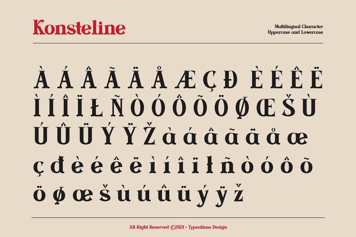 复古胆大独特的杂志排版英文衬线字体 Konsteline