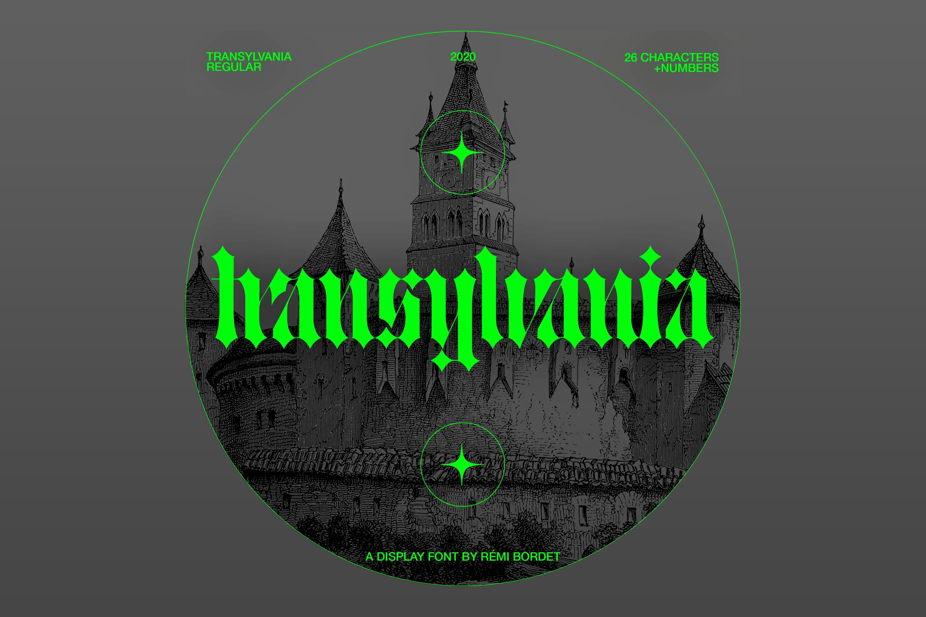 未来派科技哥特风抽象英文装饰字体 Transylvania