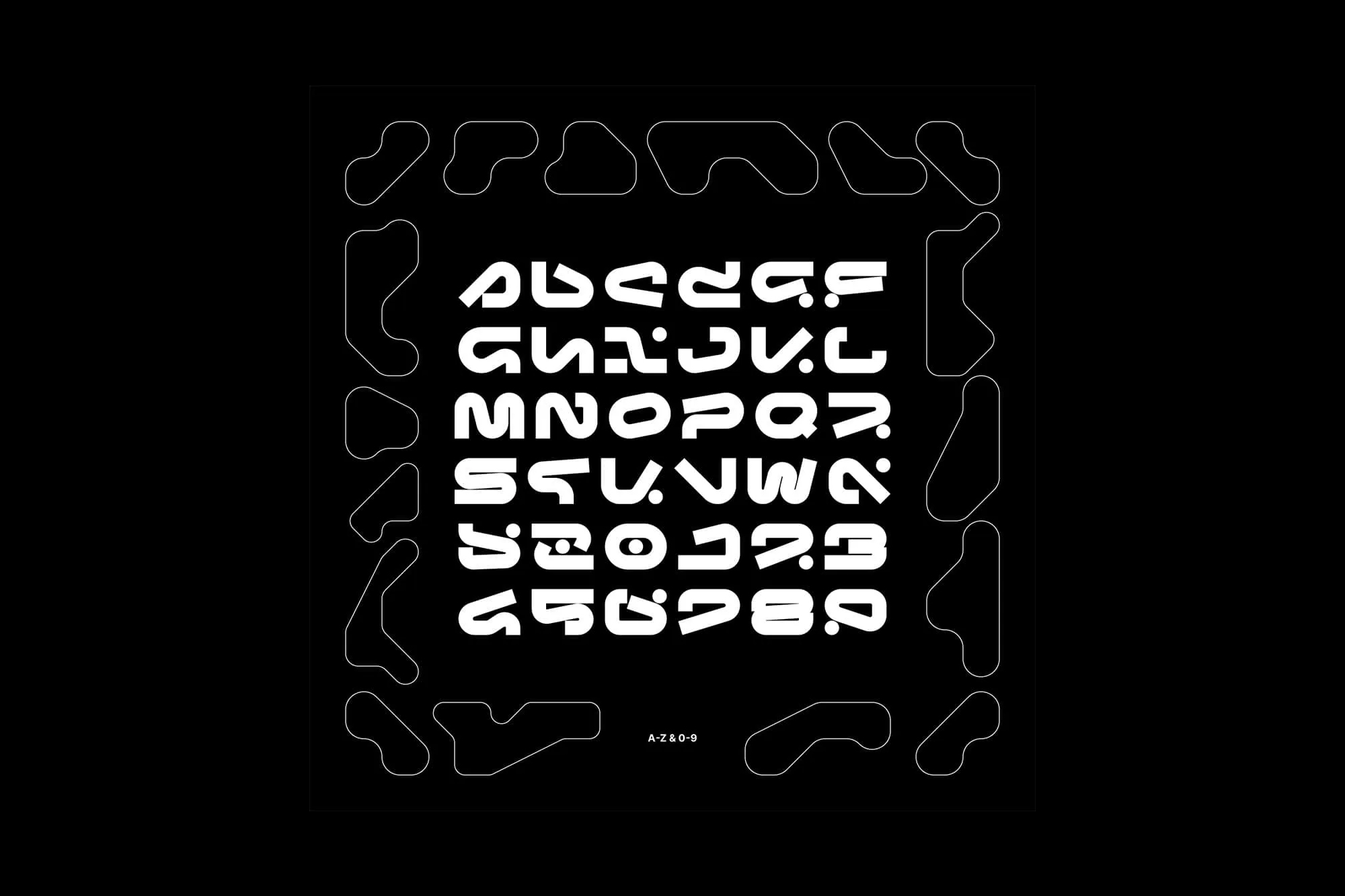 未来派赛博朋克科幻机能风几何曲线创意英文装饰字体 UNBEG