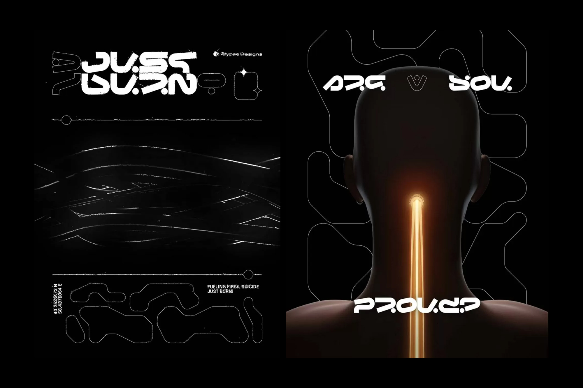 未来派赛博朋克科幻机能风几何曲线创意英文装饰字体 UNBEG