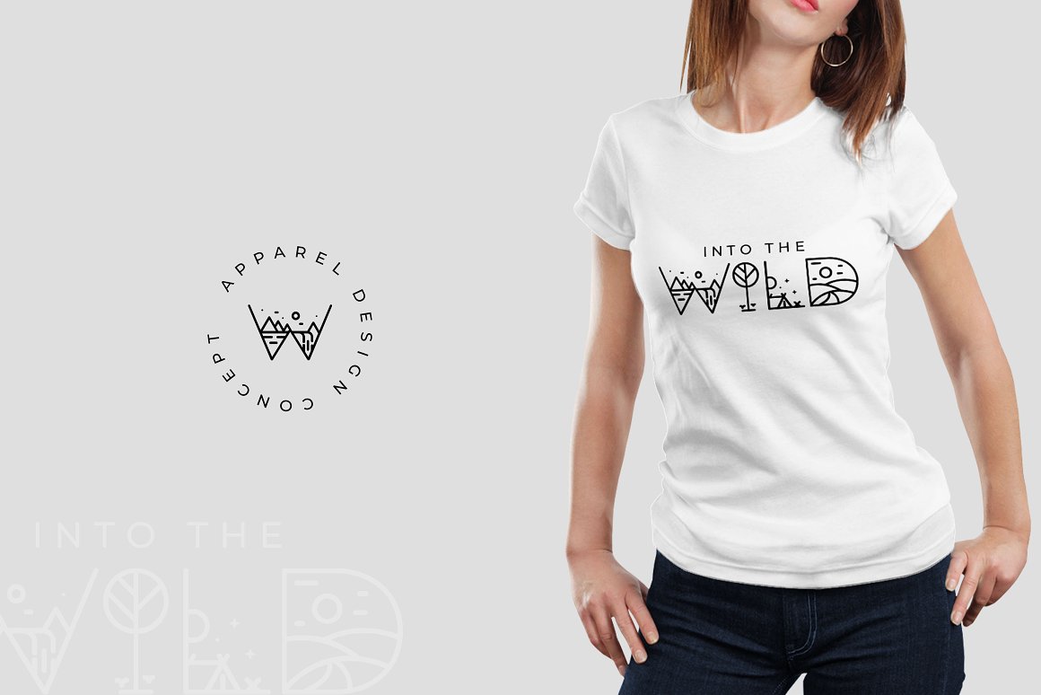 狂野的梦想森林荒野冒险几何装饰抽象英文字体 Wild Dre