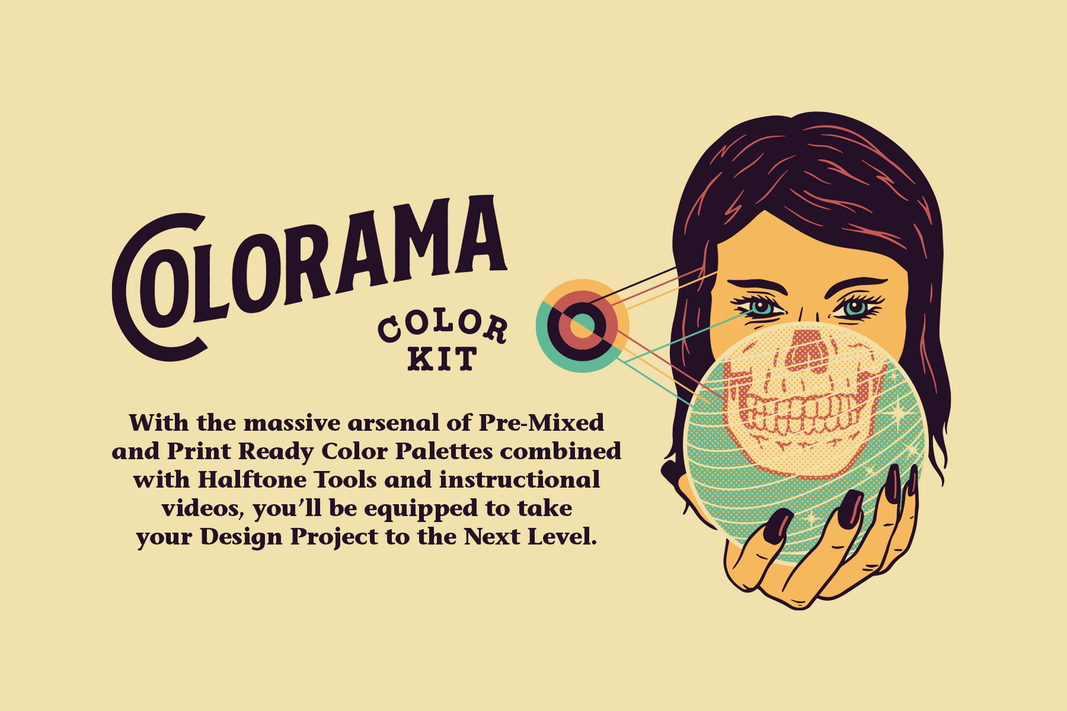 复古彩绘调色板半色调丝网印刷PS工具包 Colorama C