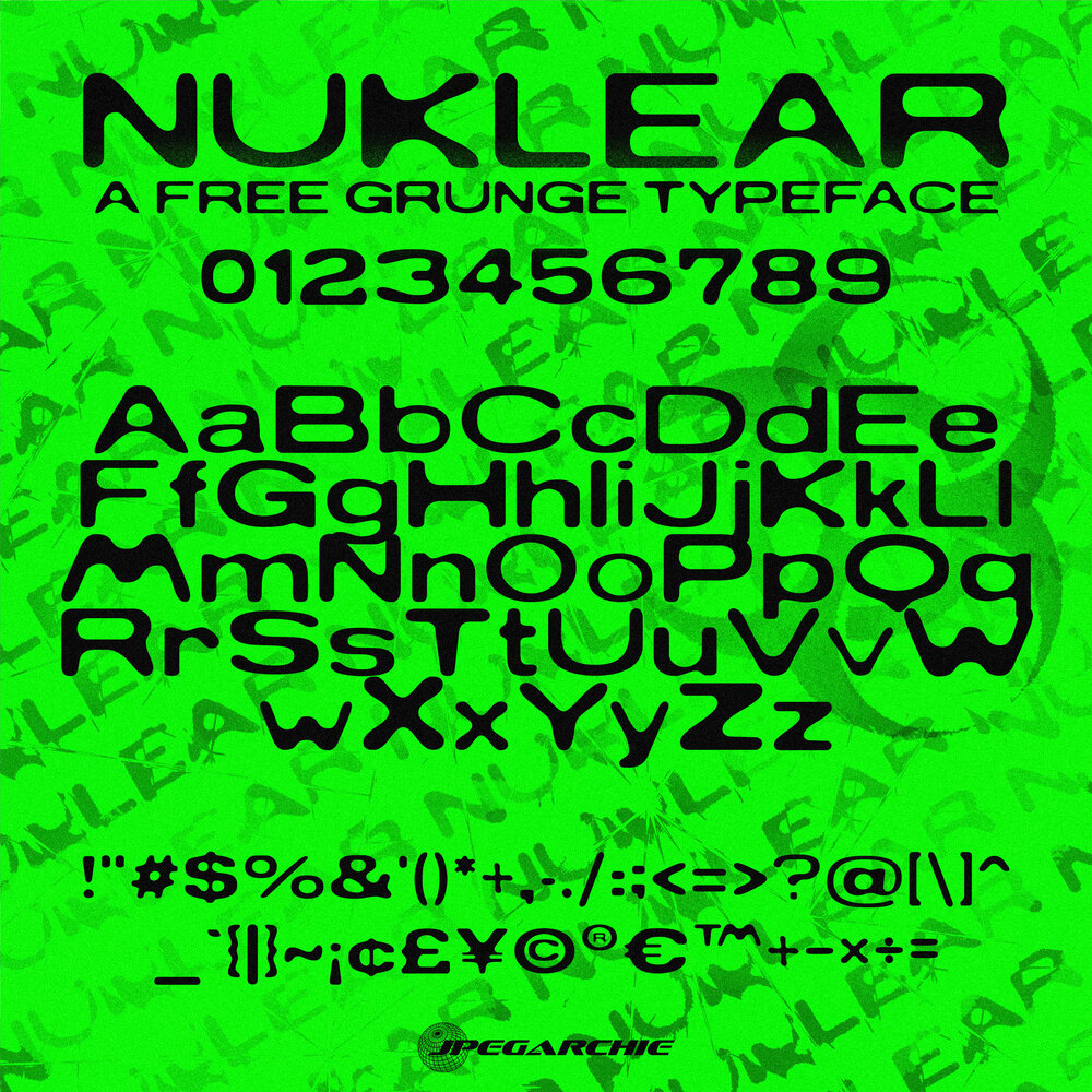 未来派放射性扭曲核子英文装饰字体 JPEGARCHIE -