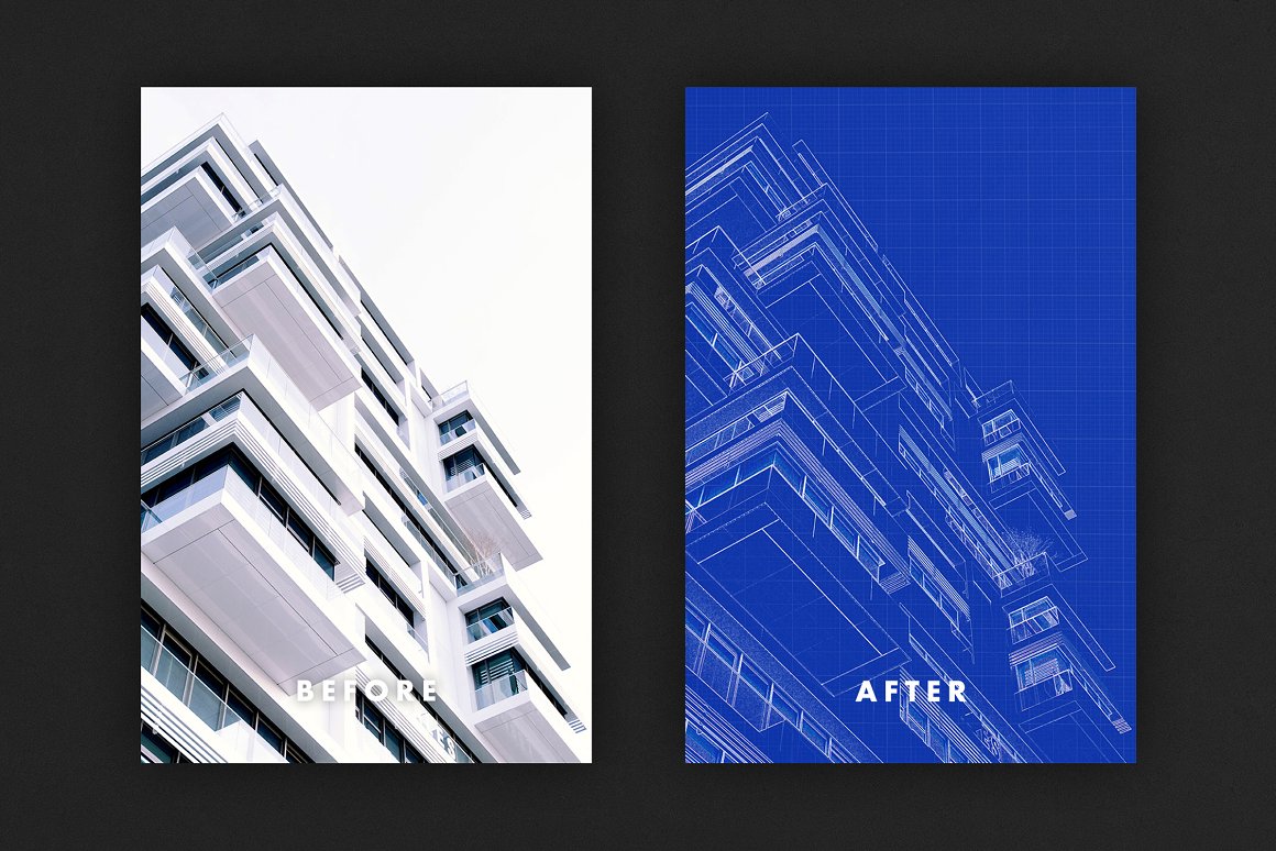 都市建筑家具房屋蓝图效果PSD模板 Blueprint Ef