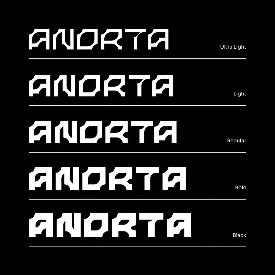 新复古未来派科技几何形状装饰英文字体 Anorta Fami