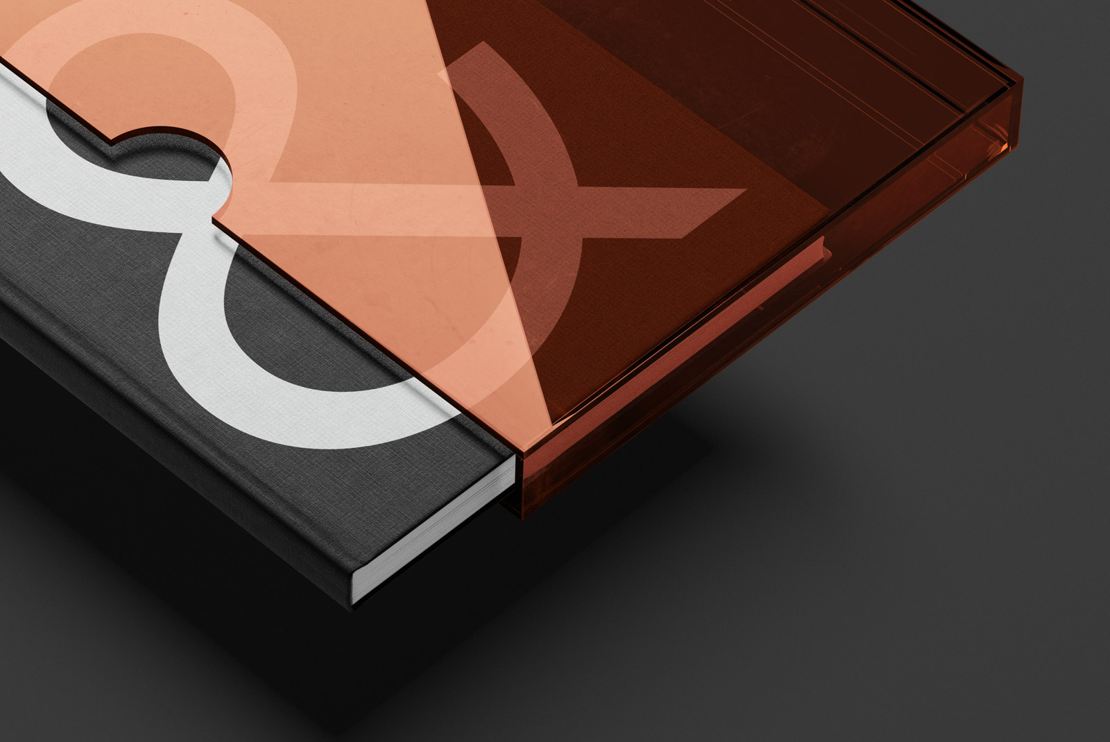 高品质透明亚克力塑料书籍保护套封面设计提案样机模板 Book