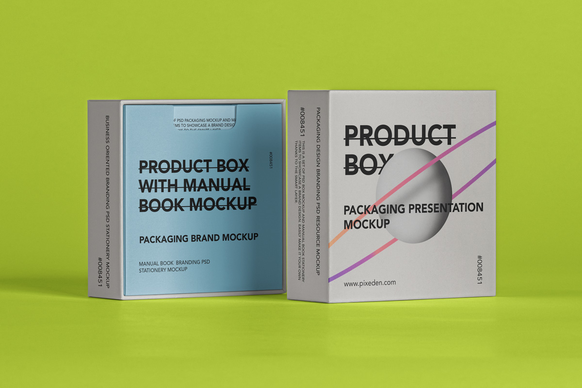 打开的纸盒包装盒设计贴图样机模板 Psd Product B