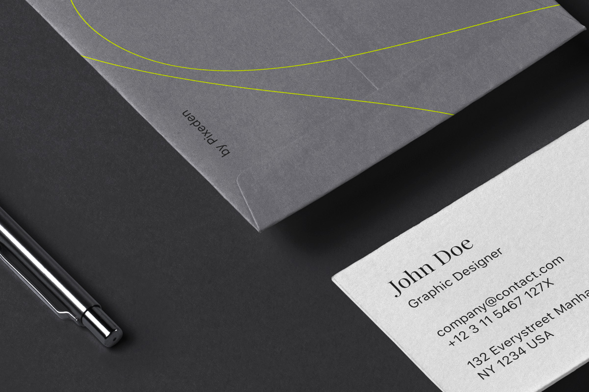优雅的信封信笺场景品牌设计提案样机PSD模板 Coin En