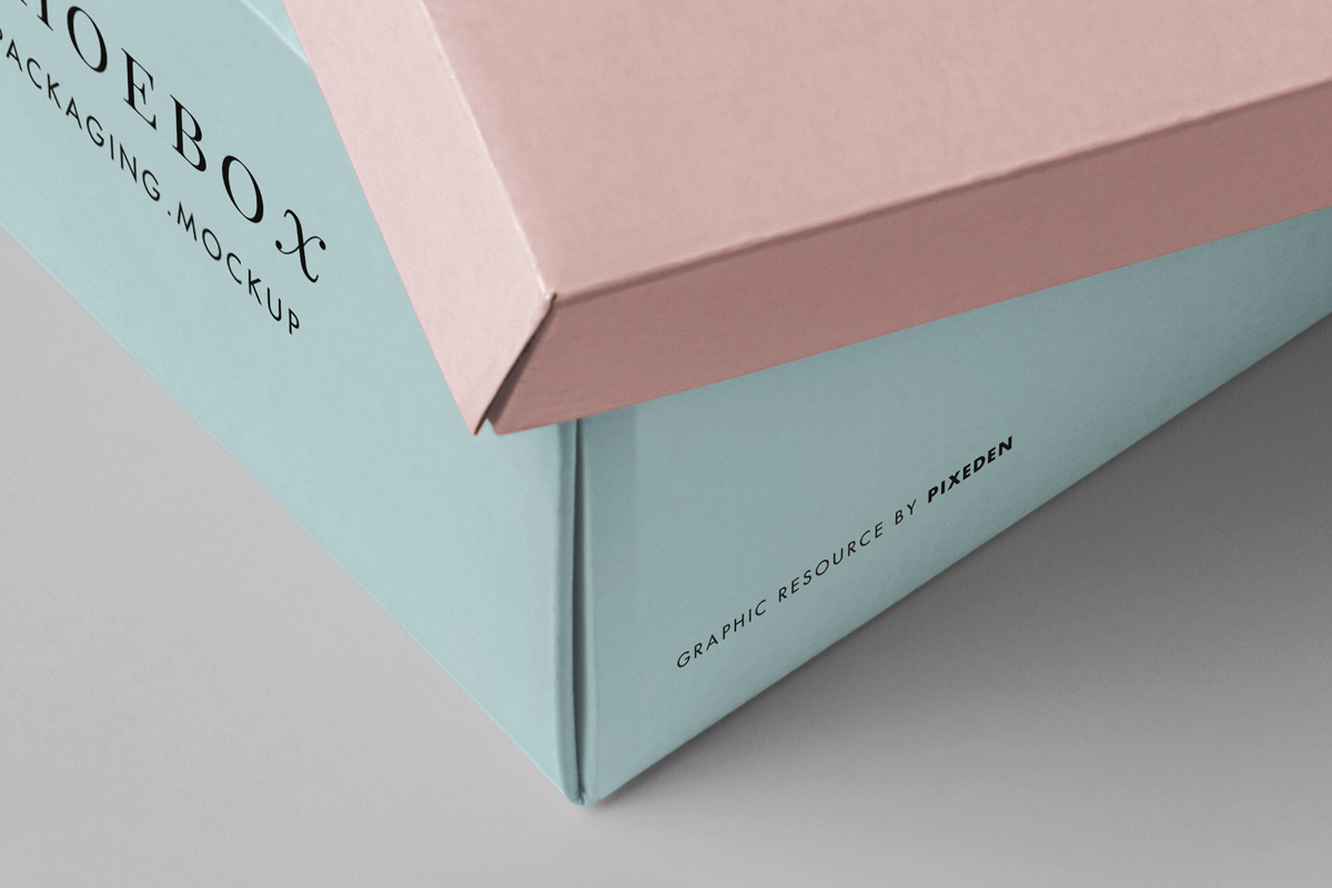 优雅的鞋盒品牌包装设计提案样机模板 Shoe Box Psd