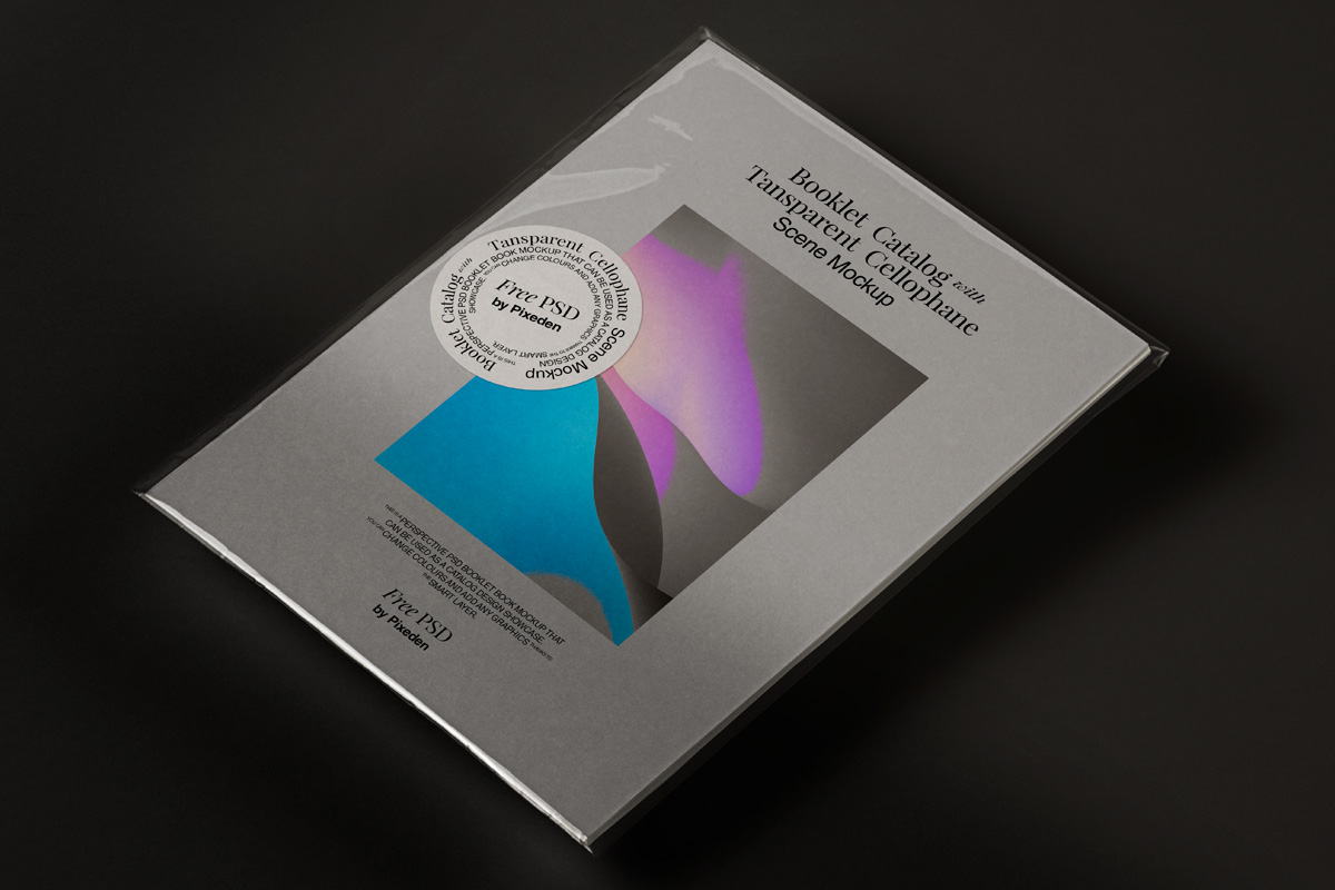 优雅的透明薄膜包装书籍封面设计提案展示样机模板 Catalo