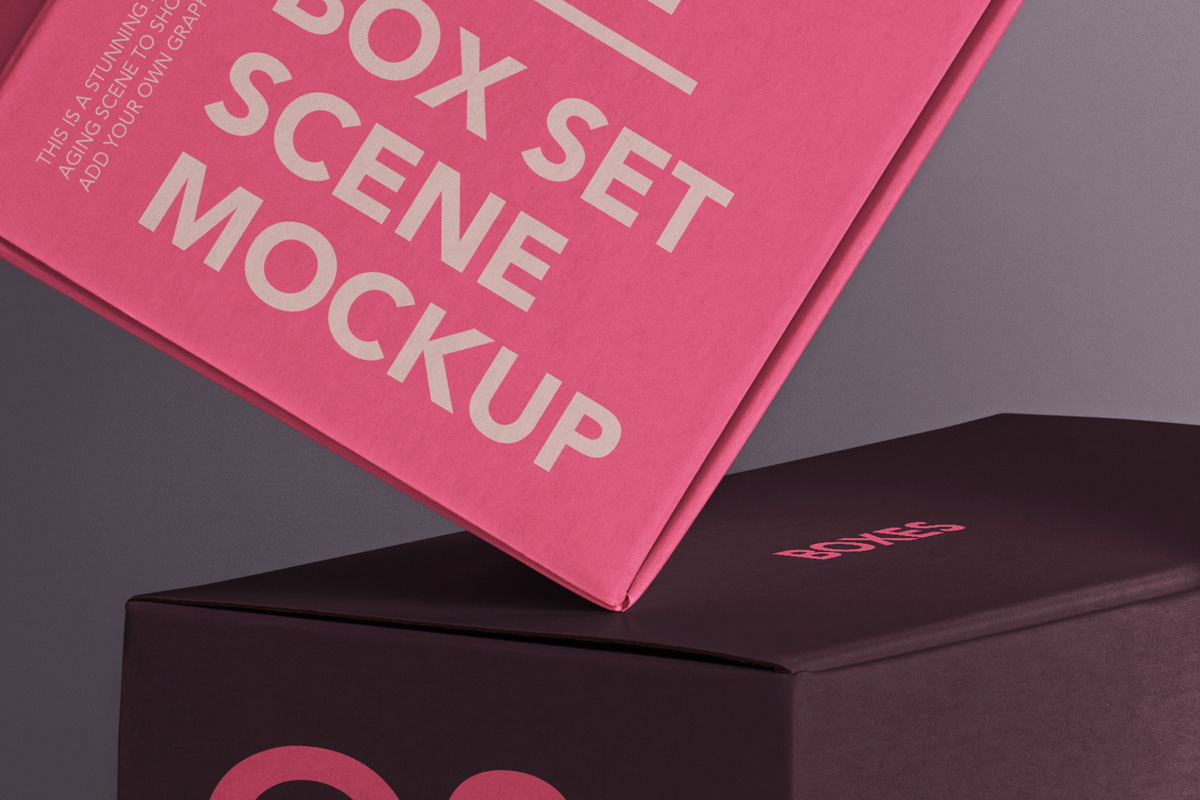 高质量纸盒包装盒品牌设计提案样机PSD模板 Brand Ps