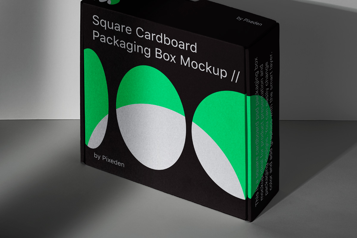 优雅的方形纸盒包装盒设计展示样机PSD模板 Cardboar
