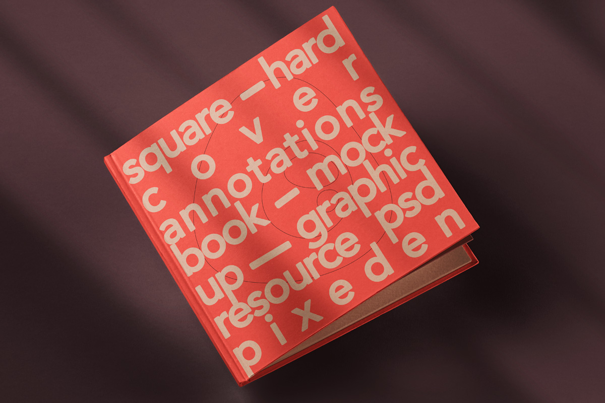 优雅的方形精装笔记本封面设计提案样机模板 Square No