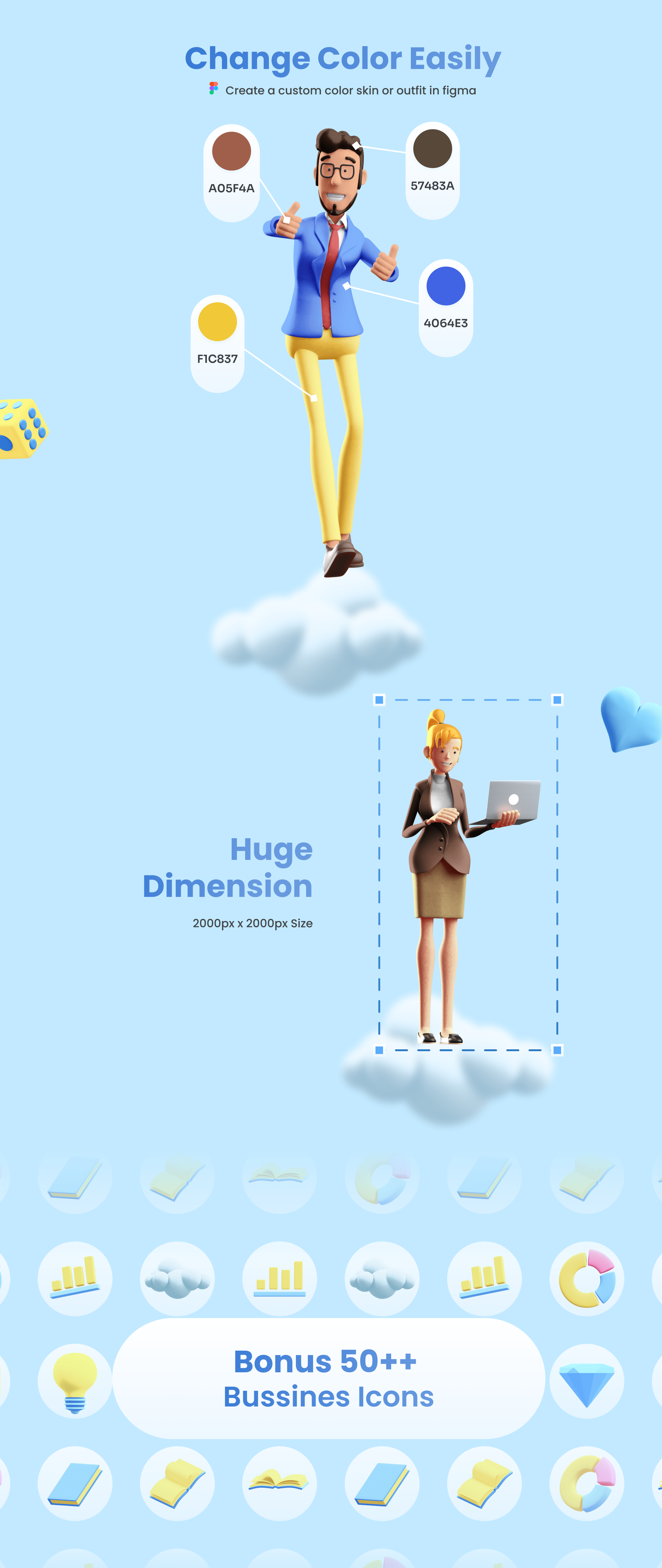 高质量Blender三维渲染商务工作人员卡通形象3D插画素材