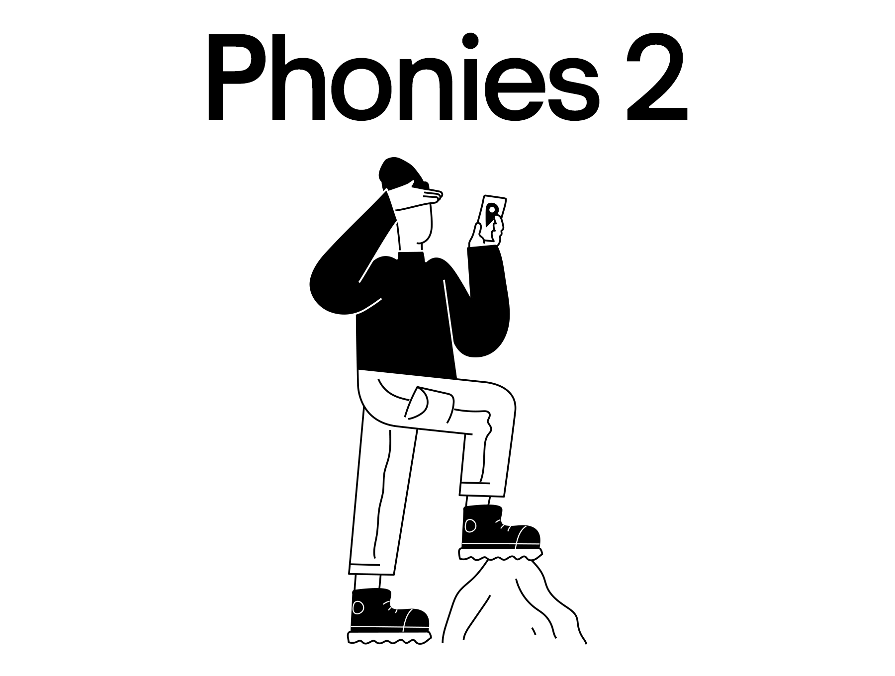 35个独特创意人与手机互动场景矢量插画素材 Phonies