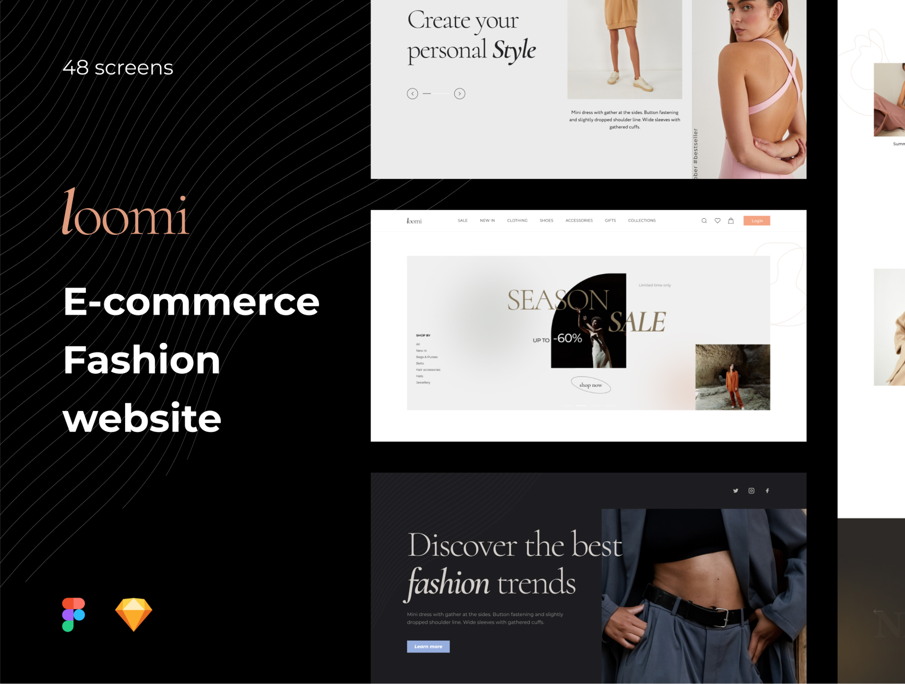 优雅时尚大牌电子商务网站模板UI套件素材 Loomi