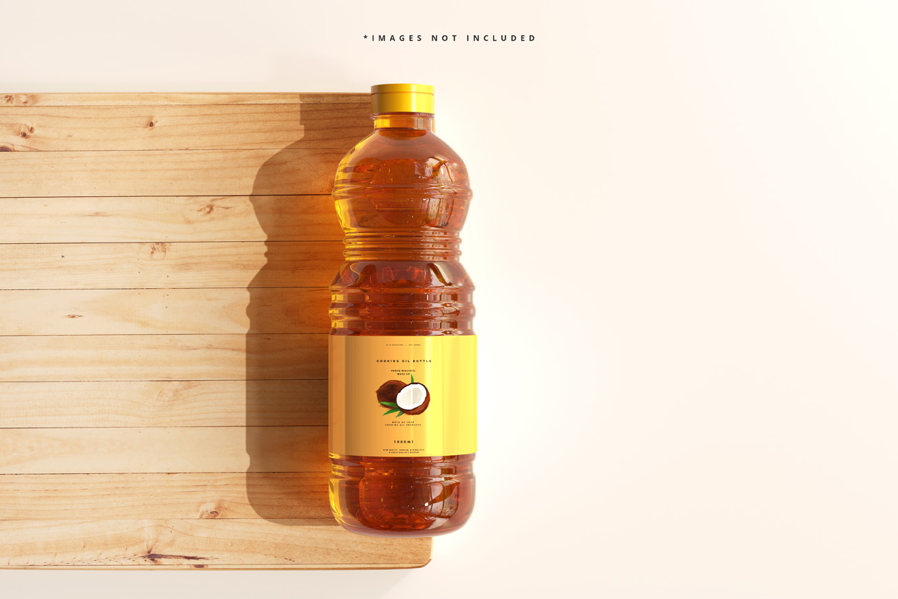 高质量透明有机菜油食用油塑料瓶设计展示贴图样机模板 Cook
