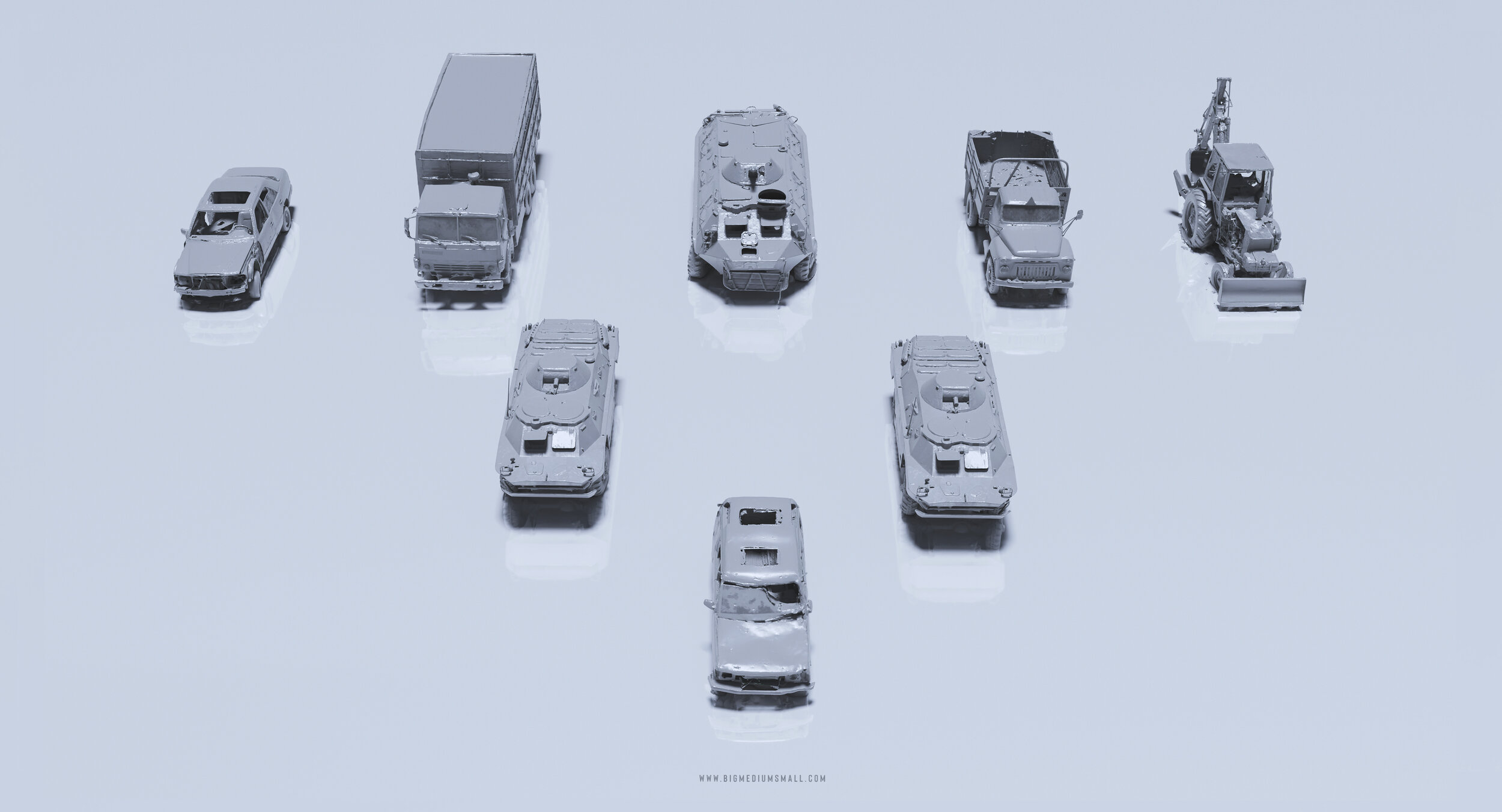「天启」世界末日系列损坏坦克装甲车汽车直升机3D模型素材 V
