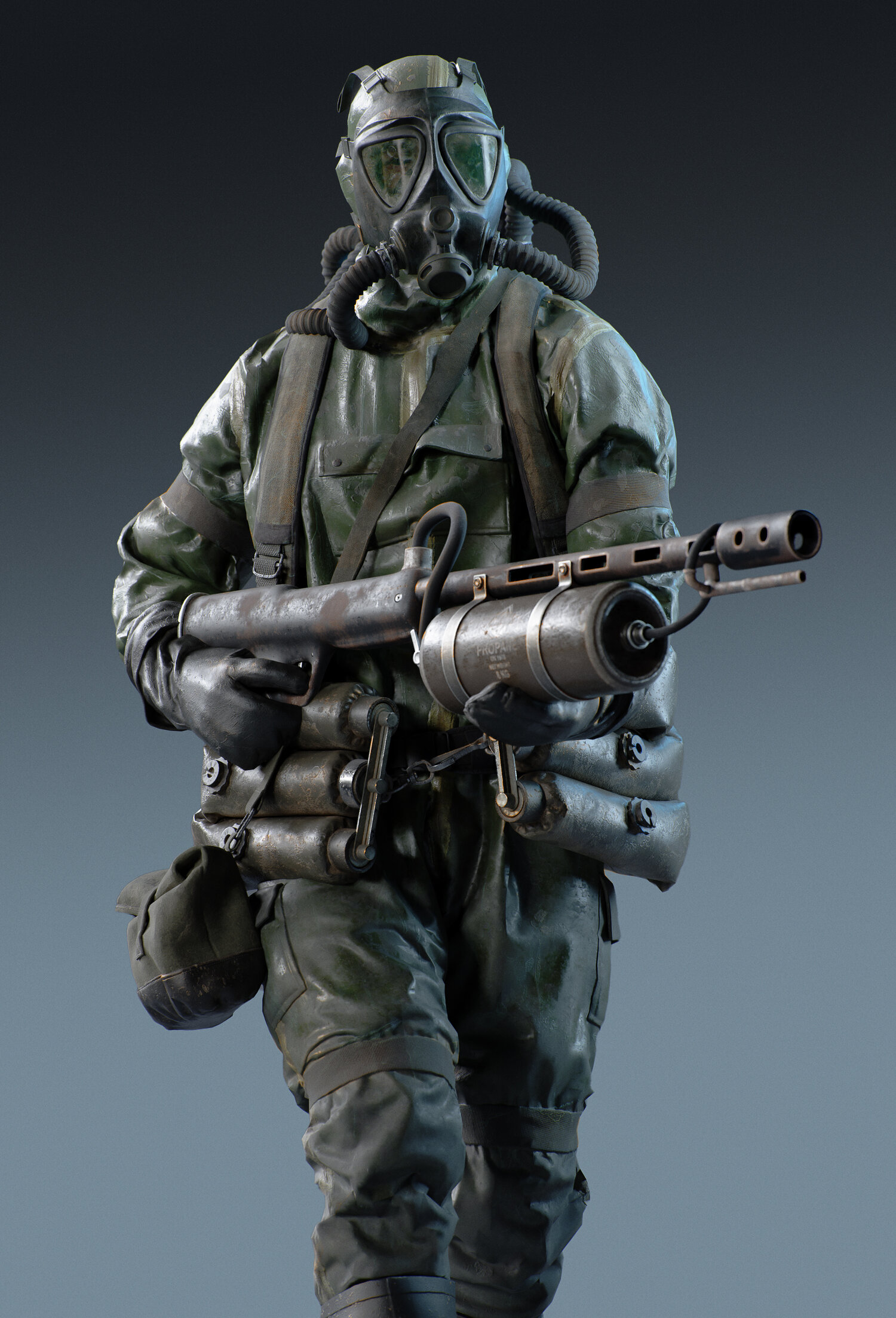 「天启」世界末日未来战争穿着防护服战士人物角色3D模型素材