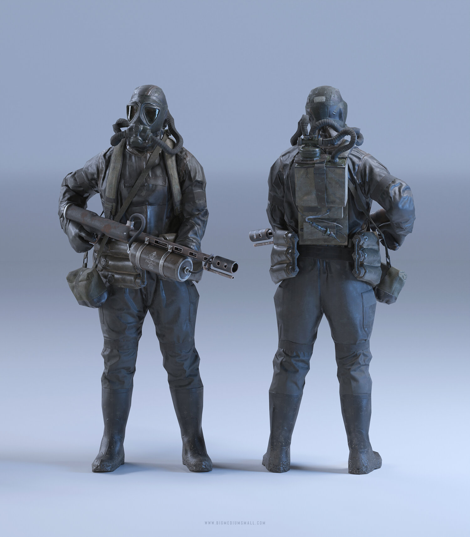 「天启」世界末日未来战争穿着防护服战士人物角色3D模型素材