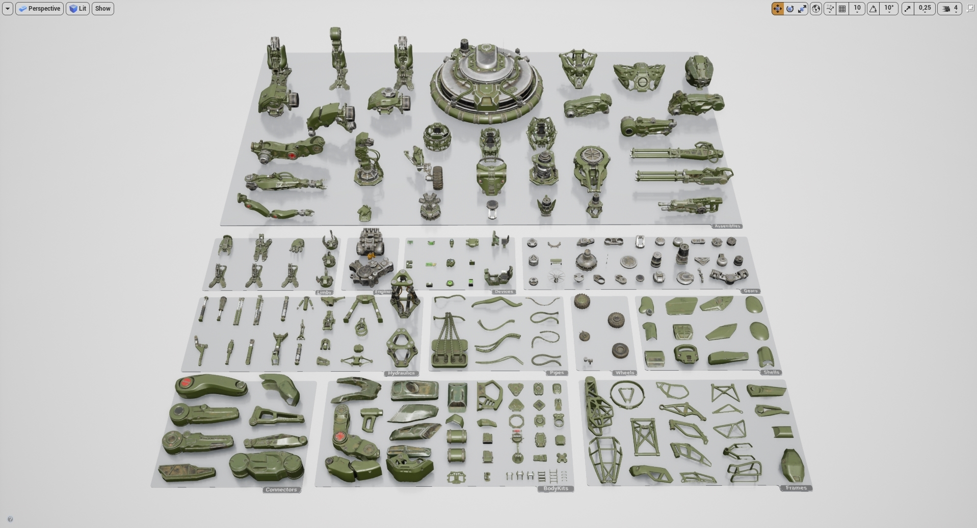「战争机器」未来机甲战士人物角色机器零件3A级3D模型套装（