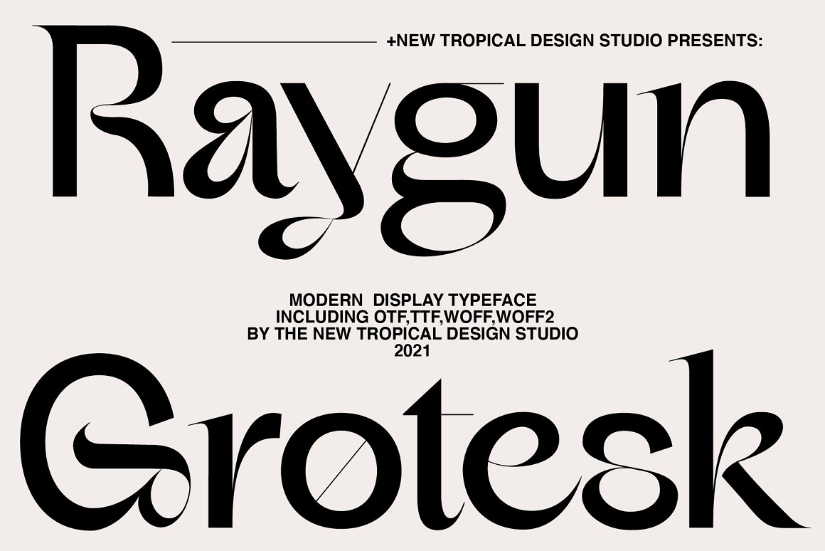 未来派现代时尚品牌设计海报排版英文衬线字体 RAYGUN -