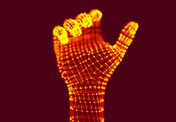 红色科技感数码右手粒子抽象手动作矢量元素