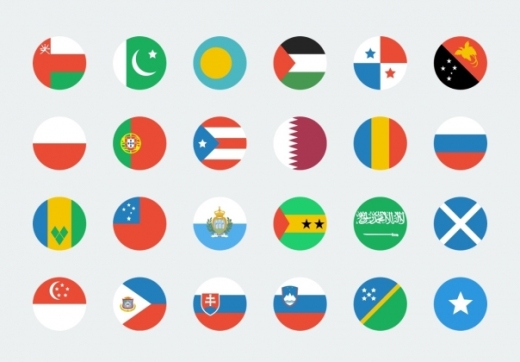 扁平化风格国旗图标Circle World Flags