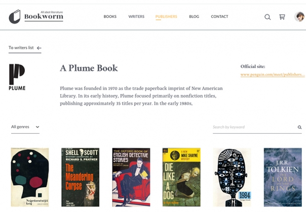 书籍在线阅读类电子商务购买网站PSD网页模板Bookworm